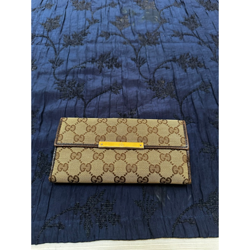 Gucci GG Beige & Brown Monogram Canvas & Leather Long Snap Wallet - Picture 5 of 16